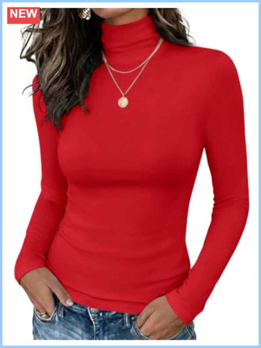Fleece Lined Long Sleeve Mock Neck Turtleneck Thermal Top Slim Fit